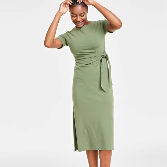 dress On 34th Women's Crewneck Wrap Tie Dress Macy's $14.76