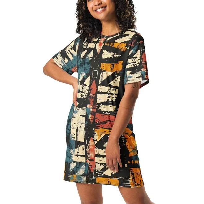dress Oversized Abstract Print Tee Dress Etsy - Seller $49.99