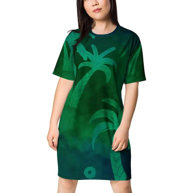 dress Oversized Tropical Palm Print T-Shirt Dress Etsy - SignatureStylzStudio $50.59