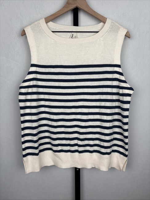 top PACT Classic Fine Knit Shell Top Women's XL Blue White Stripe Organic Cotton eBay $20.71