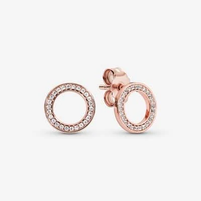 accessory Pandora Sparkling 14K Rose Gold Circle Stud Earrings Target $79.99