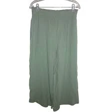 pants Petal & Pup Sage Green Linen Wide Leg Pants XL High Waist Boho Culottes eBay $23.6