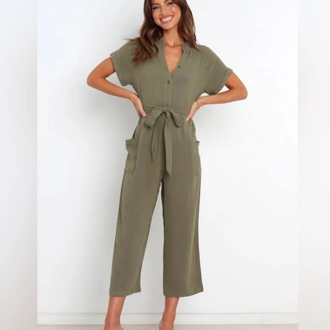 jumpsuit Petal & Pup Women's Archie Tie Waist Linen Jumpsuit Poshmark $25