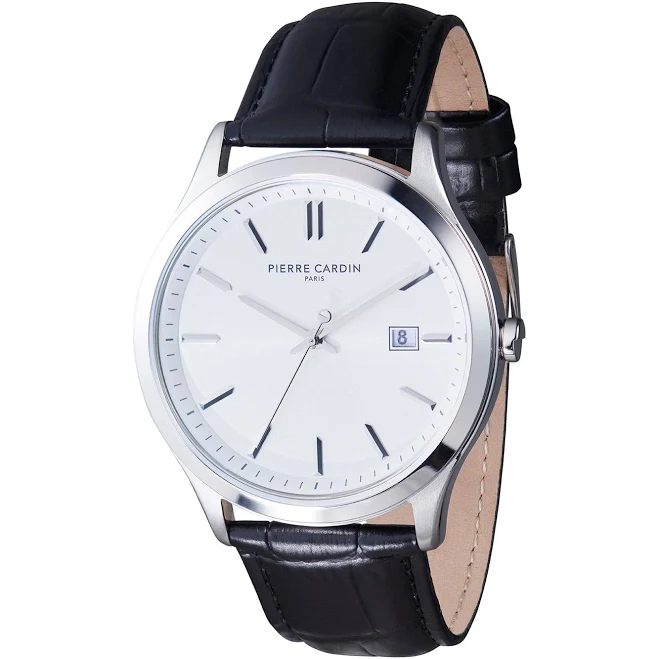accessory Épinettes Essential Stainless Steel Watch with Leather Strap Pierre Cardin Watches $119
