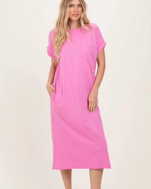 dress Pink Pocket Front Midi T-Shirt Dress PinkBlush Maternity $43