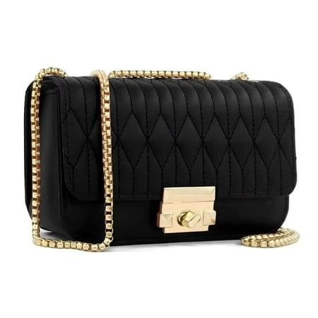 bag Port&lotus Mini Quilted Purses for Women with Golden Chain Strap Fashion Black Chain Purse PU Leather Shoulder Bag Ladies Clutch Handbags, Women's, Walmart - PORT&LOTUS $11.99