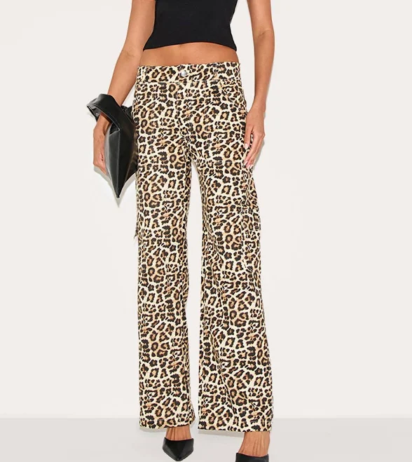 pants PrettyLittleThing Women's Printed Cargo Trousers in Leopard | Size: 4 Nasty Gal - US $20