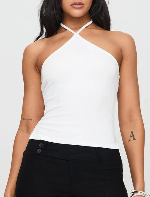 top Princess Polly Women's Baseline Rib Stretch Cotton Halter Top Nordstrom $39