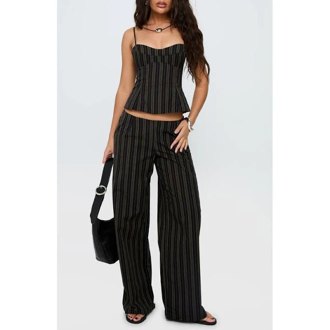 matching set Princess Polly Women's Kierstyn Stripe Crop Cotton Top & Wide Leg Pants Set Nordstrom $84
