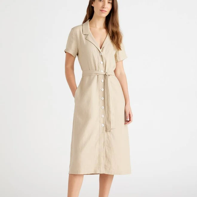 dress Quince Women's European Linen Button Front Dress Quince $64