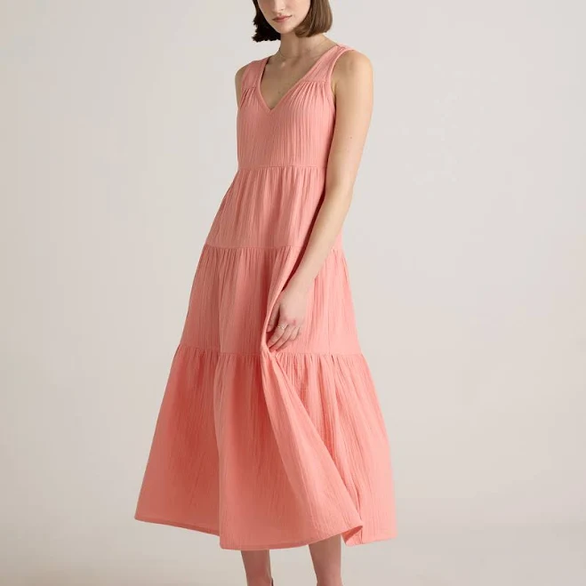 dress Quince Women's Organic Cotton Gauze Tiered Maxi Dress Quince $59.9