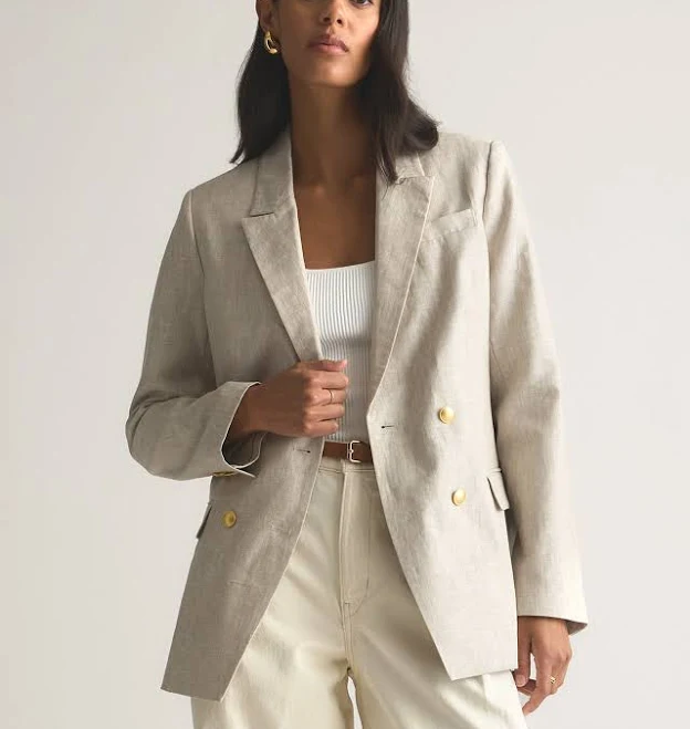 blazer Quince Women's Relaxed Double-Breasted European Linen Blazer Quince $100