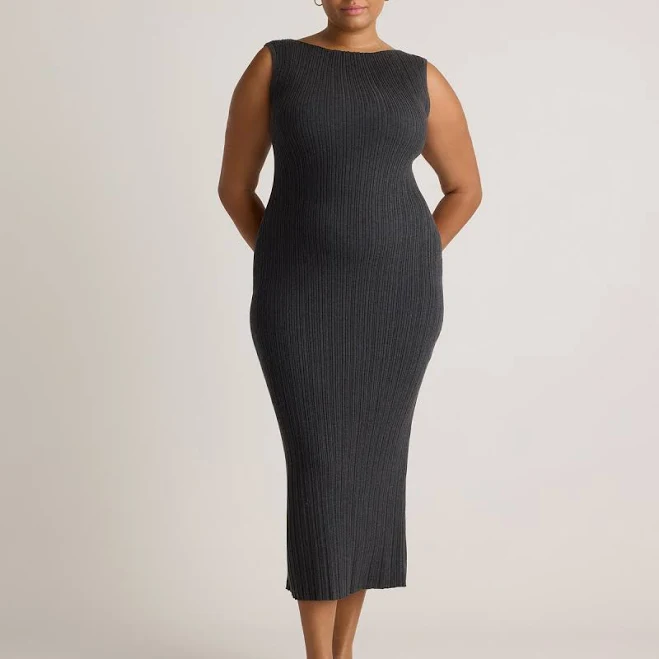 maxi dress Quince Women's Ribbed Cotton Cashmere Midi Dress Quince $59.9