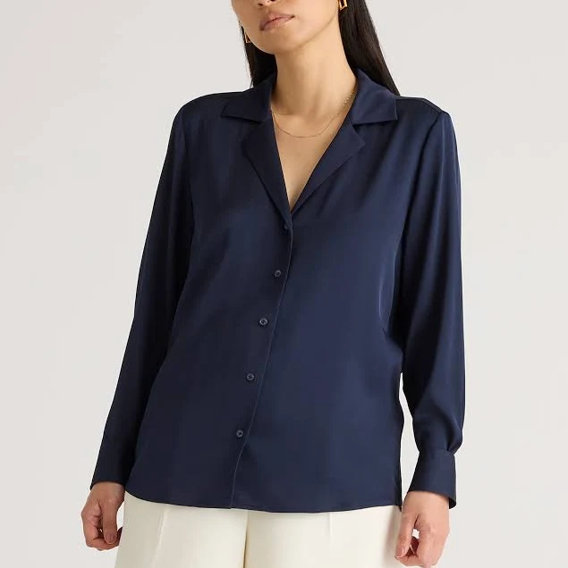 top Quince Women's Washable Stretch Notch Collar Blouse Quince $79.9