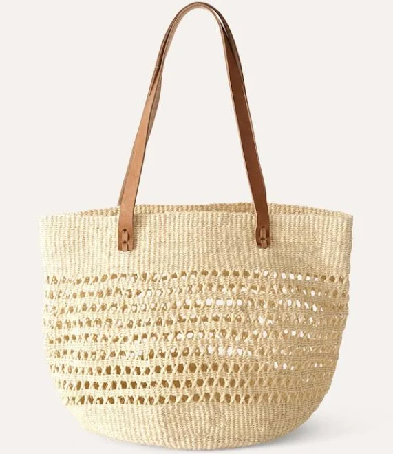 bag Raffia shopper with leather handle poetryfashion.com $155