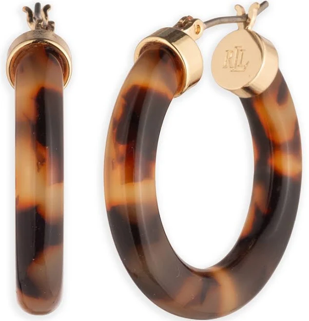 accessory Ralph Lauren Women's Gold-Tone Tortoise Shell Look Hoop Earrings Dillard's $45