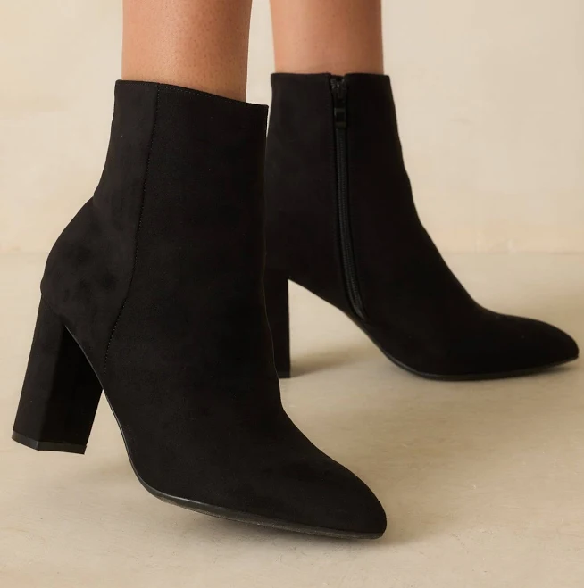 shoes Red Dress Women's Faux Suede Block Heel Ankle Boots Red Dress $35