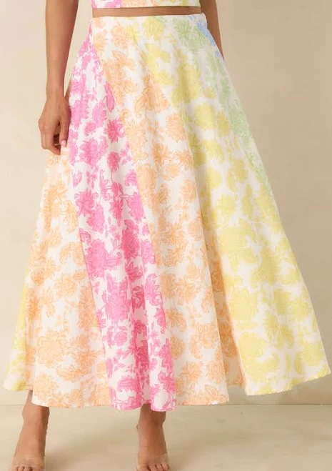 skirt Red Dress Women's She’s A Rainbow Cotton Linen Midi Skirt Red Dress $98