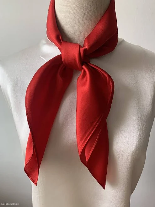 accessory Red Mulberry Silk Scarf: 26" Square Neck Scarf Bandana Etsy - Seller $29.95