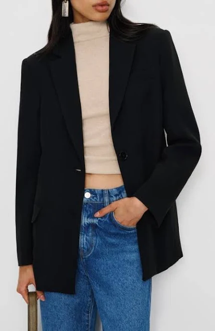 outerwear Reformation Women's James Relaxed One-Button Crepe Blazer Nordstrom $298