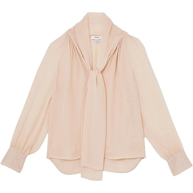 top Reiss Women's Tina Silk-Blend Chiffon Tie-Neck Blouse Saks Fifth Avenue $96.1
