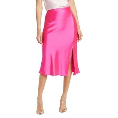 skirt Renee C Satin Slit Midi Skirt in Fuchsia at Nordstrom Rack, Size Medium Stylight Inc. $29.97