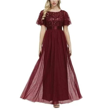 dress Romance Victory Women's Floor-Length Embroidery Empire Waist Bridesmaid Dress Walmart - ROMANCE VICTORY $59.99