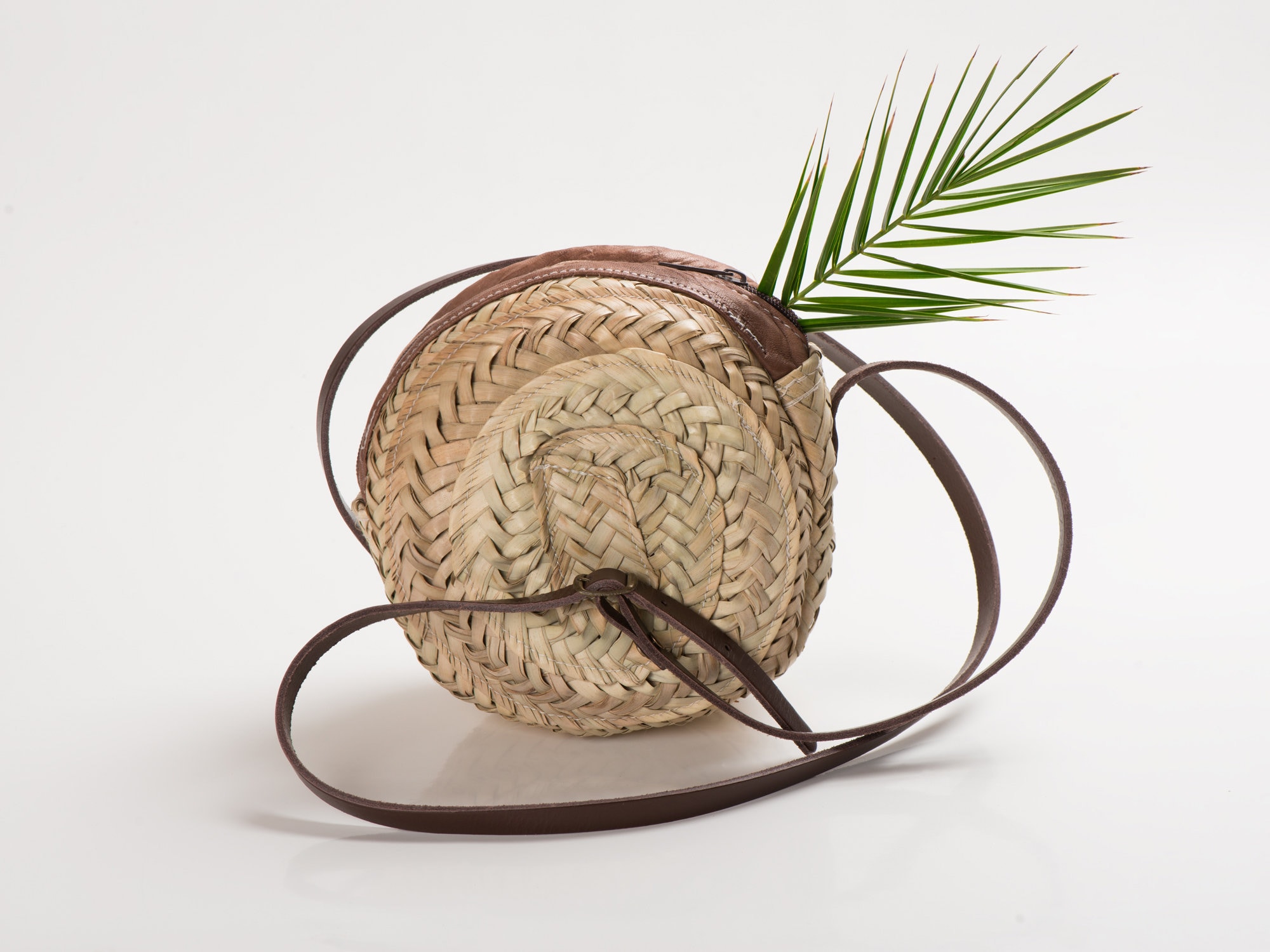bag Round wicker straw bag with Leather Strap Natural Color With Zip Etsy $48.8