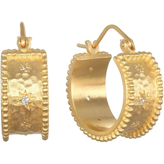 accessory Satya Jewelry Whimsical Spirit White Topaz Bold Hoop Earrings Satya Jewelry $129