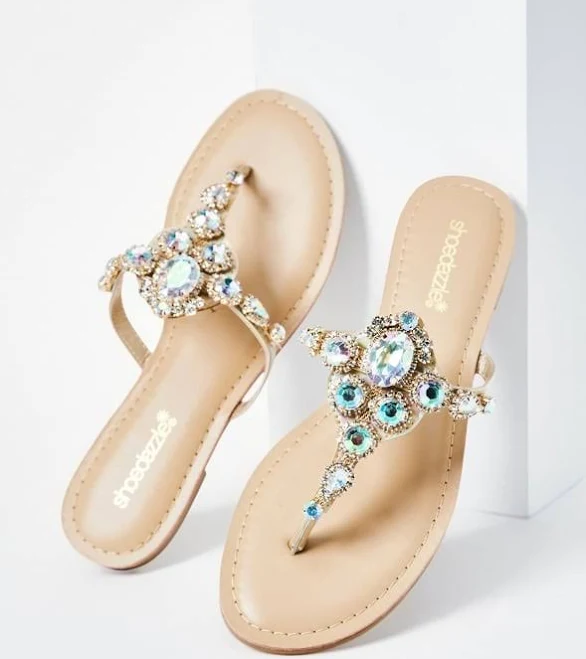 shoes ShoeDazzle Delisa Embellished Thong Sandal ShoeDazzle $17.18