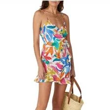 dress Show Me Your Mumu White Colorful Floral Say Jay Ruffle Wrap Mini Dress Size XS eBay $30