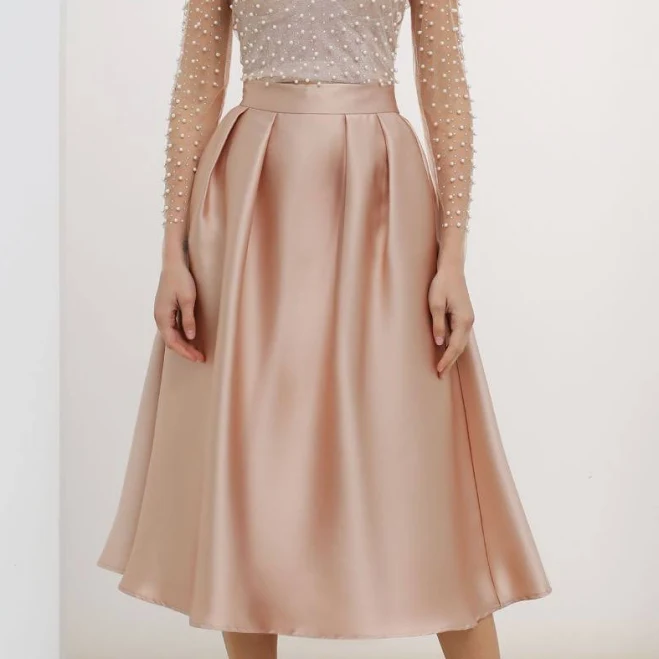 skirt Sleek A-Line Pleated Midi Skirt with Side Pockets Chicwish $49.9