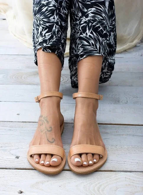 shoes Sleek Fit Leather Ankle Strap Sandals Etsy - GreekLeatherLab $57.74