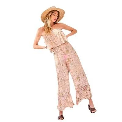 jumpsuit Slickblue Tube Top Ruffle Waist Jumpsuit with Lace Trim Target $51.99