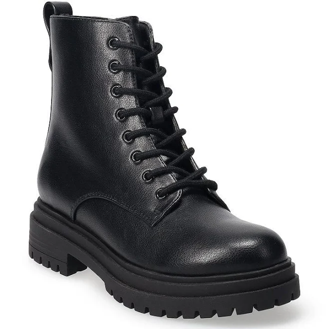 shoes SO Meela Women's Lace-Up Combat Boots, Size: 5.5, Black Kohl's $21.99