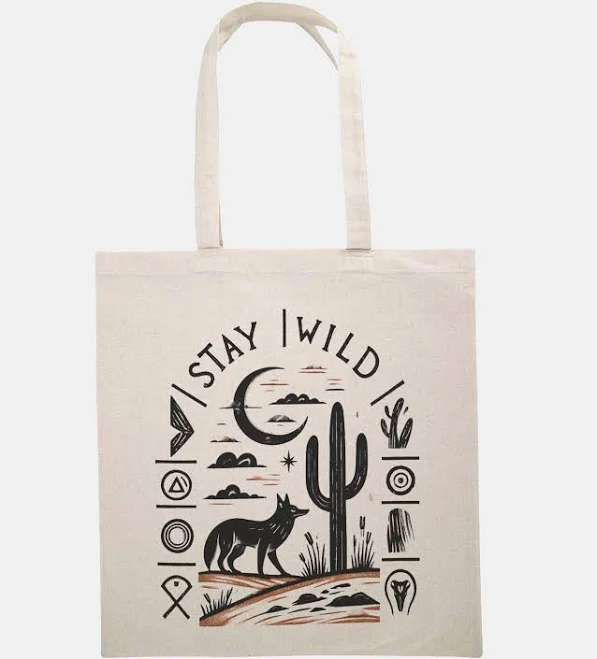 bag Stay Wild Volume 2 Cotton Canvas Tote Bag Black Lantern $8
