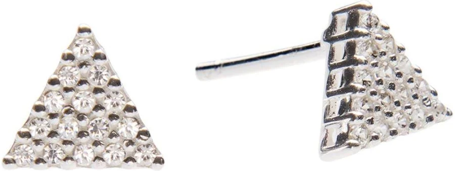 accessory Sterling Silver Cubic Zirconia Triangle Stud Earrings 925silverly.com $10.17