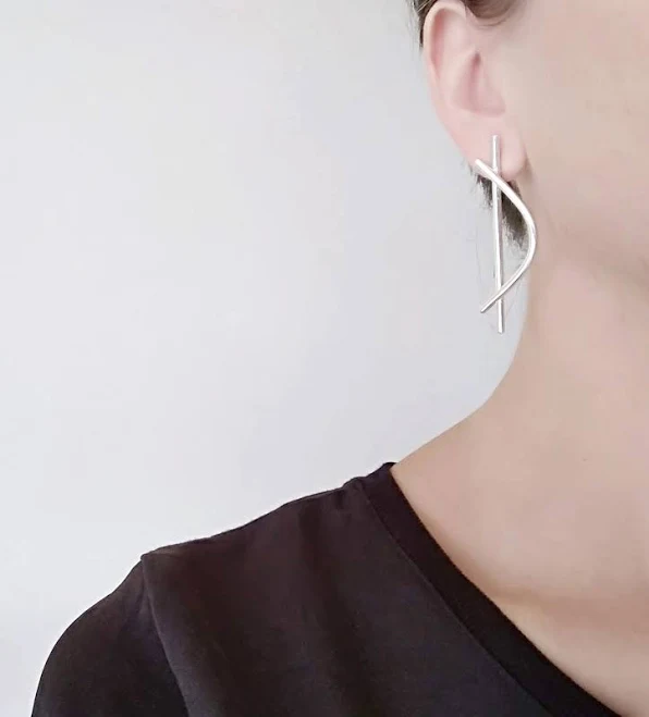 accessory Sterling Silver Geometric Arch Drop Earrings Etsy - Seller $133.39