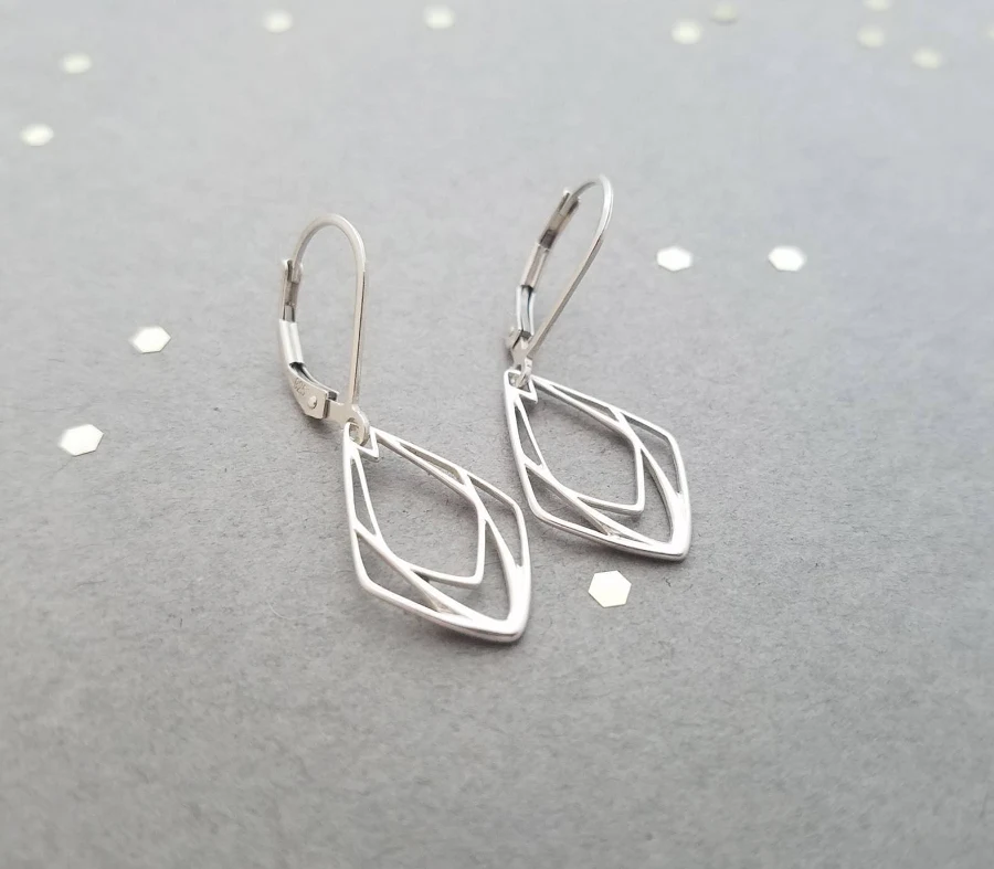 accessory Sterling Silver Geometric Teardrop Leverback Earrings Etsy - IDreamofJewelry $27.9