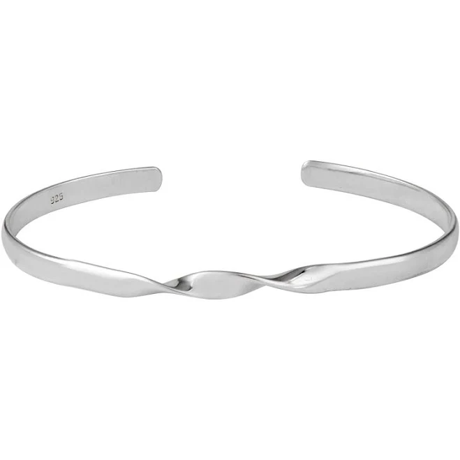 accessory Sterling Silver Minimalist Twist Bangle Bracelet 925silverly.com $85.25