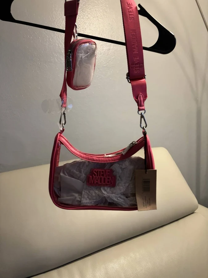 bag Steve Madden Clear Crossbody Shoulder Bag Hot Pink Trim, Logo Strap & eBay $25