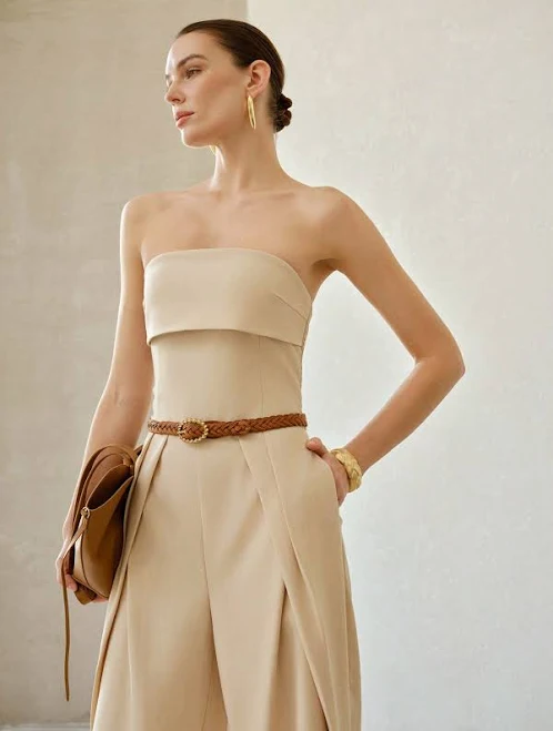 jumpsuit Strapless Wrinkle Linen Jumpsuit MOTF $37.29