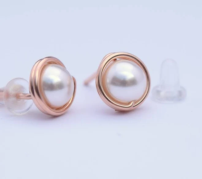 accessory Swarovski Crystal Pearl Post Stud Earrings in Rose Gold Filled Etsy - Seller $25.49