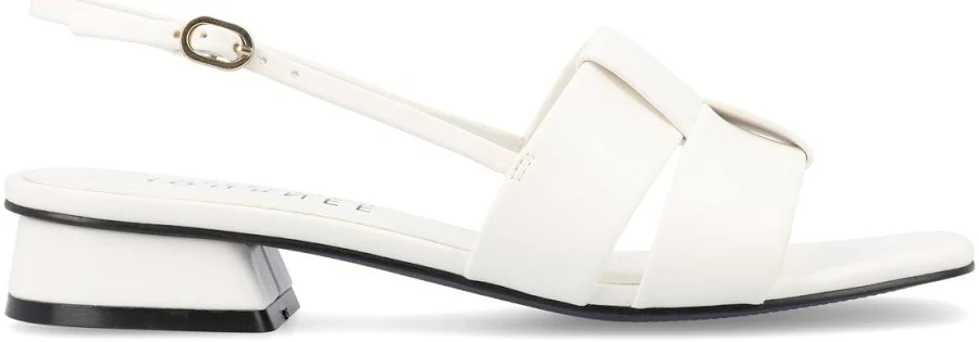 shoes TABATHA LOW BLOCK HEELS IN VEGAN LEATHER IN WIDE - White White / 10 Journee Collection $69.99