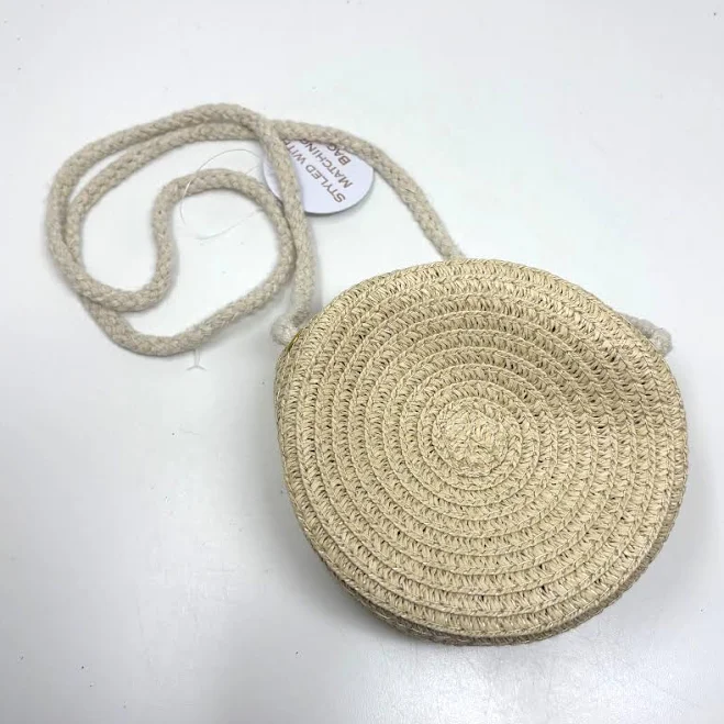 bag Tahari Girl Tiny Round Crossbody Bag Purse Natural Woven Paper Rope eBay - clh*expedition $9.95