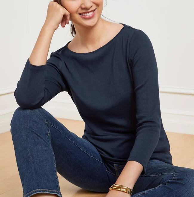top Talbots Women's Bateau Neck Pima Cotton T-Shirt Talbots $49.5