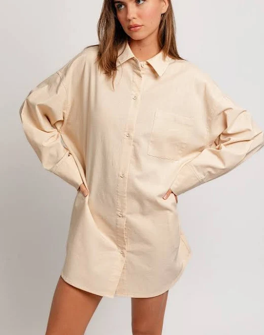 dress Taupe Oversized Shirt Dress PinkBlush Maternity $25