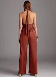 romper Terracotta Pleated Stretch Satin Jumpsuit Azazie.com $29