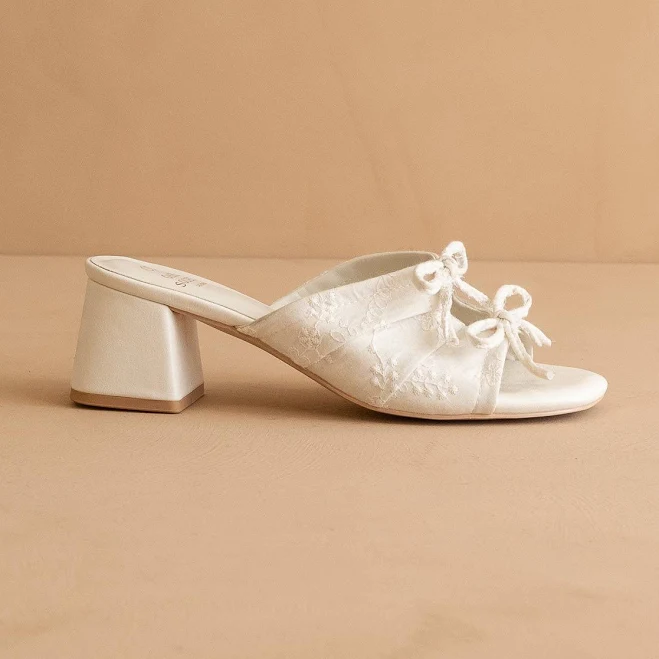 shoes The Emerald Double Bow Peep Hole Block Heel Oasis Society $70