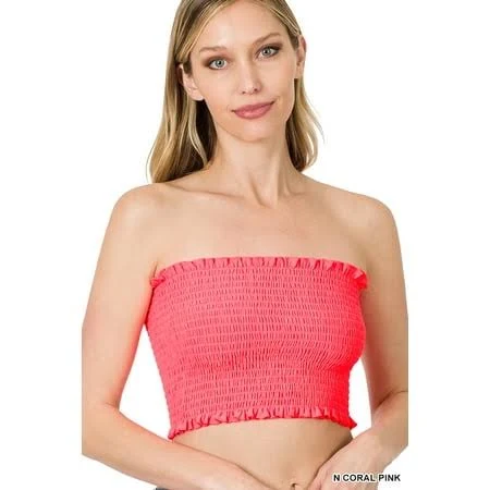 top TheLovely Women's Strapless Ruched Smocked Cotton Tube Top Walmart - TheLovely $15.99